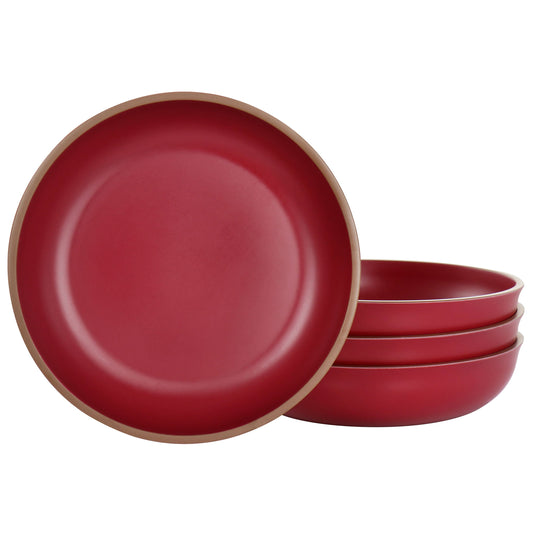 Gibson Home Rockabye 4 Piece Melamine Dinner Bowl Set in Dark Pink LuxuryLifeWay Online Store