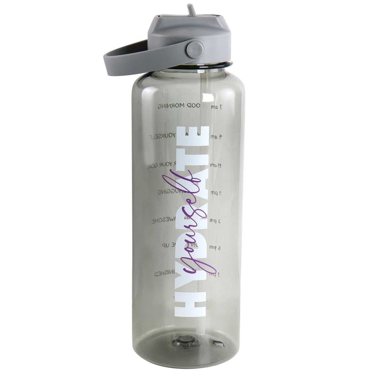 Gibson Home Brever 50oz Hydrate Yourself Hourly Motivation Water Bottle in Grey LuxuryLifeWay Online Store