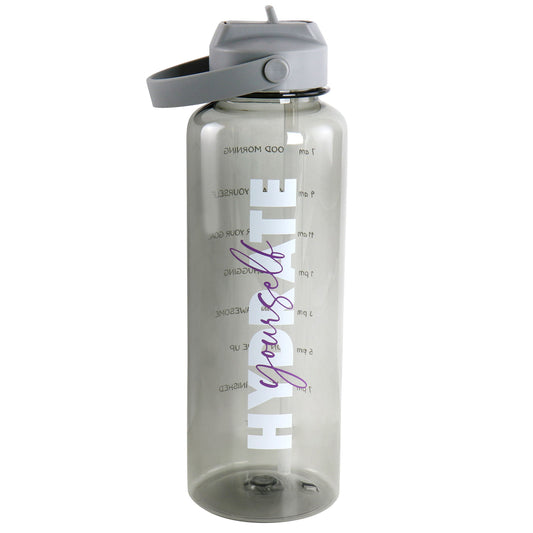 Gibson Home Brever 50oz Hydrate Yourself Hourly Motivation Water Bottle in Grey LuxuryLifeWay Online Store