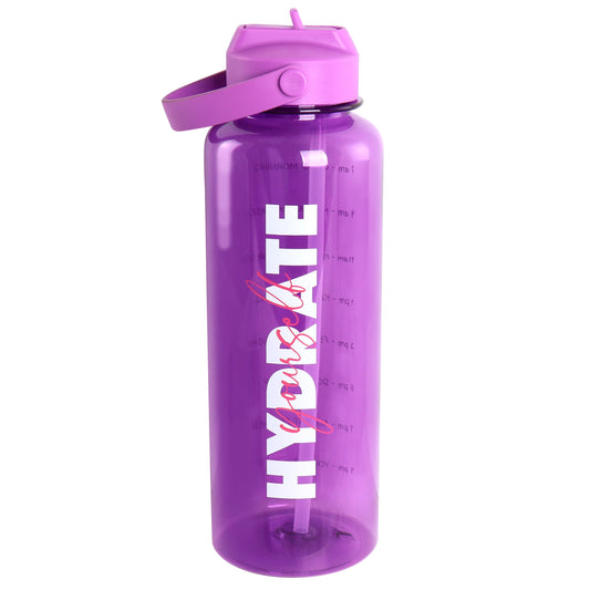 Gibson Home Brever 50oz Hydrate Yourself Hourly Motivation Water Bottle in Purple LuxuryLifeWay Online Store