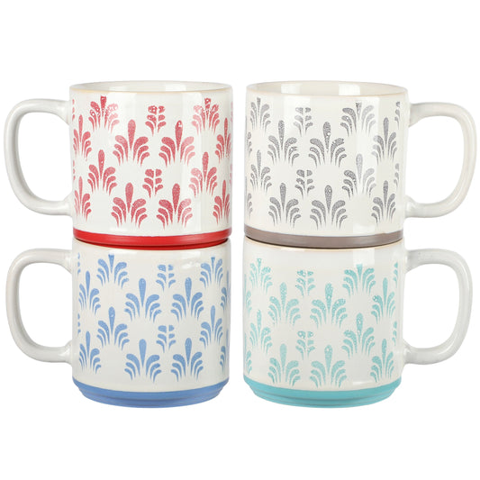 Gibson Home Morning Mist 4 Piece 18 Ounce Stoneware Mug Set in Assorted Colors LuxuryLifeWay Online Store