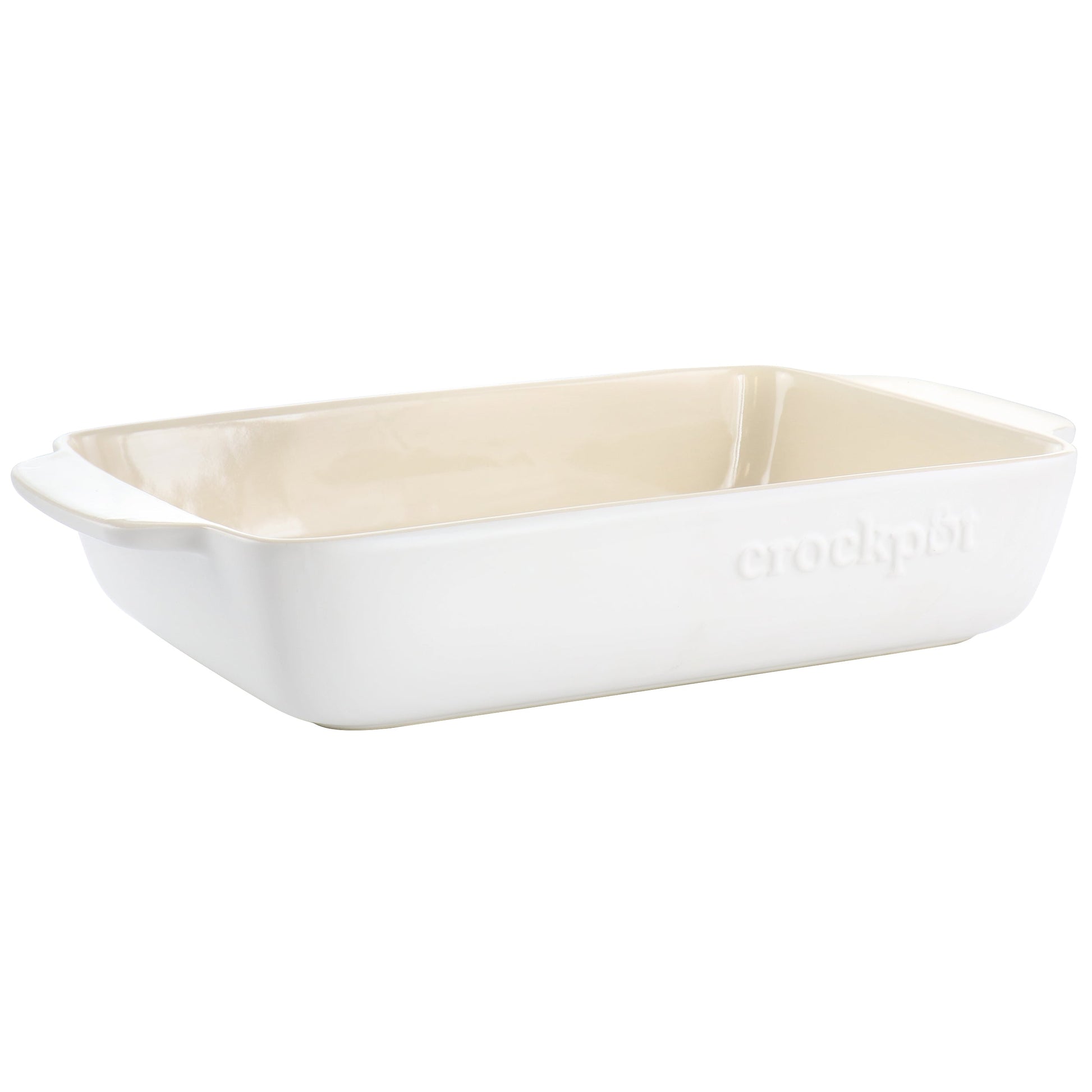 Crockpot Artisan 4 Quart Rectangular Stoneware Bake Pan in Cream LuxuryLifeWay Online Store