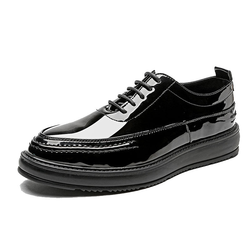 Round toe lace-up patent leather shoes LadyShow.Store