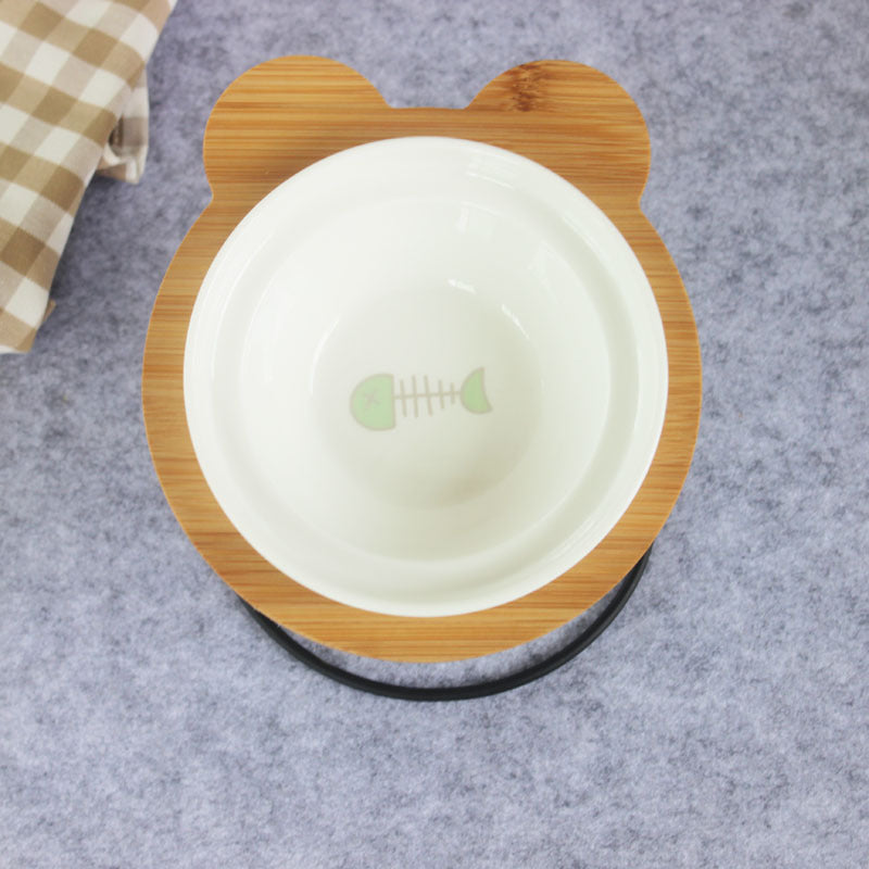 Slanted pet bowl with bamboo stand Pets Fashion