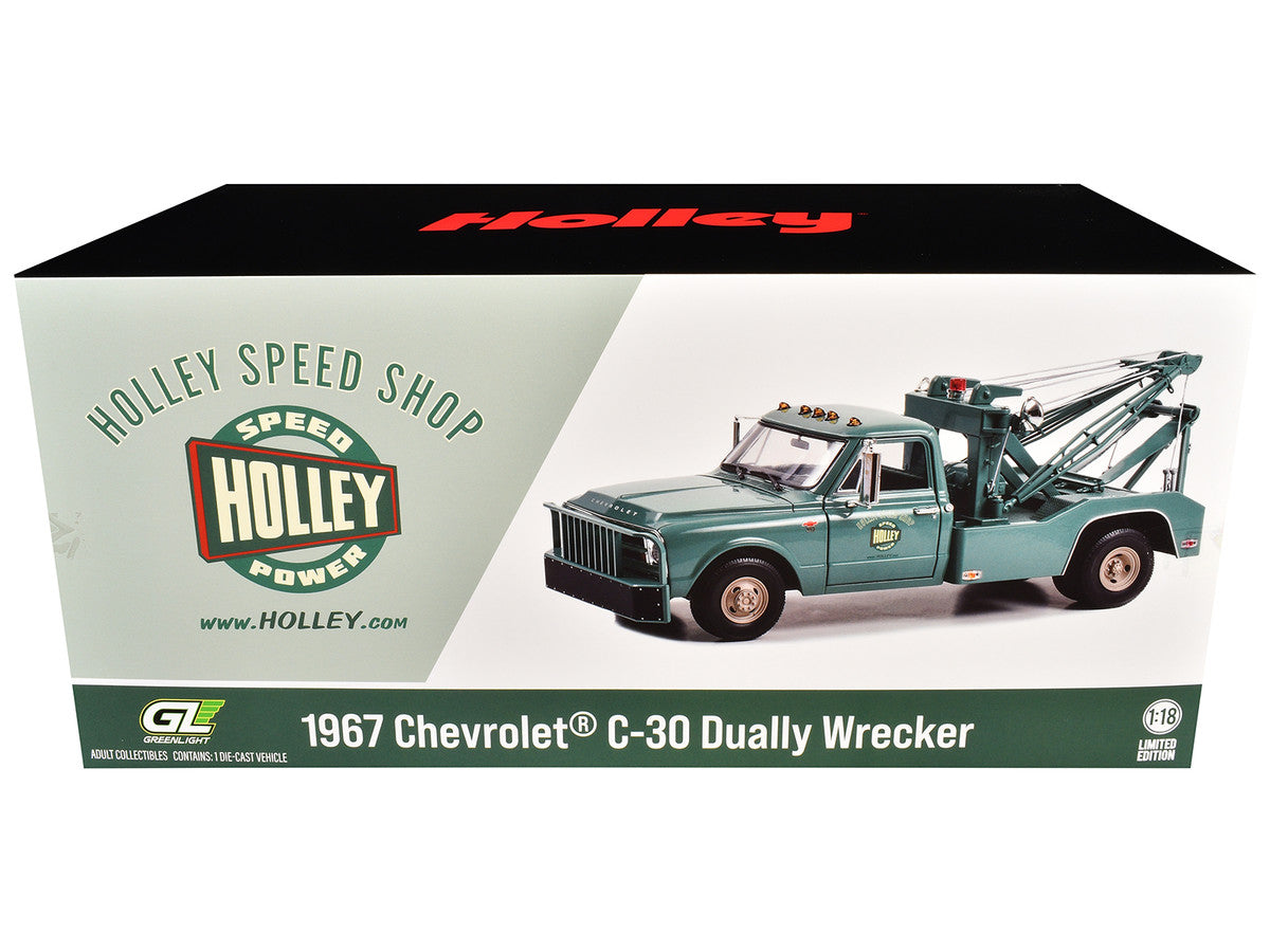 1967 Chevrolet C-30 Dually Wrecker Tow Truck "Holley Speed Shop" Green 1/18 Diecast Model Car by Greenlight LuxuryLifeWay Online Store