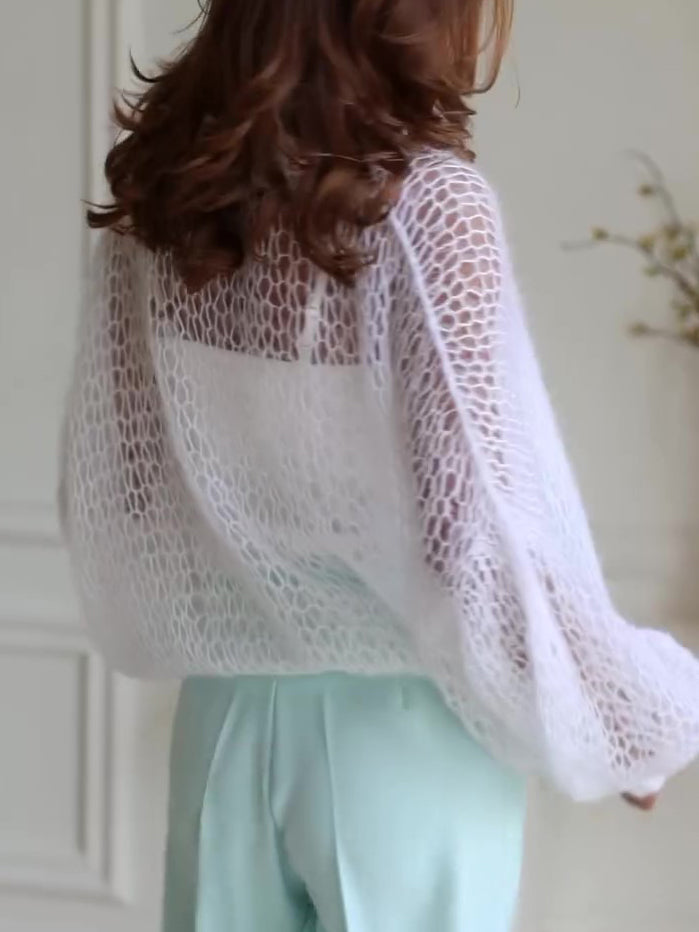 Casual Solid Color Hollow Knit Cardigan NorixaFashion.com