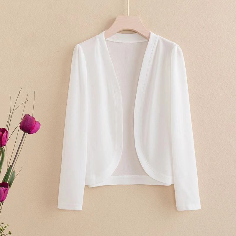 Shawl Cardigan Short Cardigan Pure Color All-matching Women NorixaFashion.com