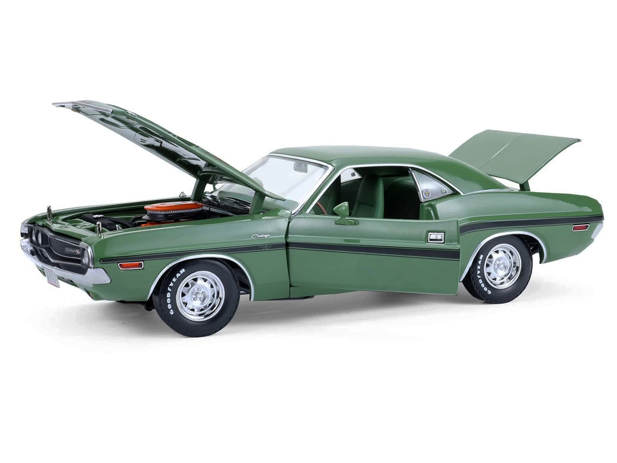 1970 Dodge Challenger R/T Hemi F8 Green with Black Stripes and Green Interior "Mr. Norm's Challenger" 1/18 Diecast Model Car by Greenlight LuxuryLifeWay Online Store