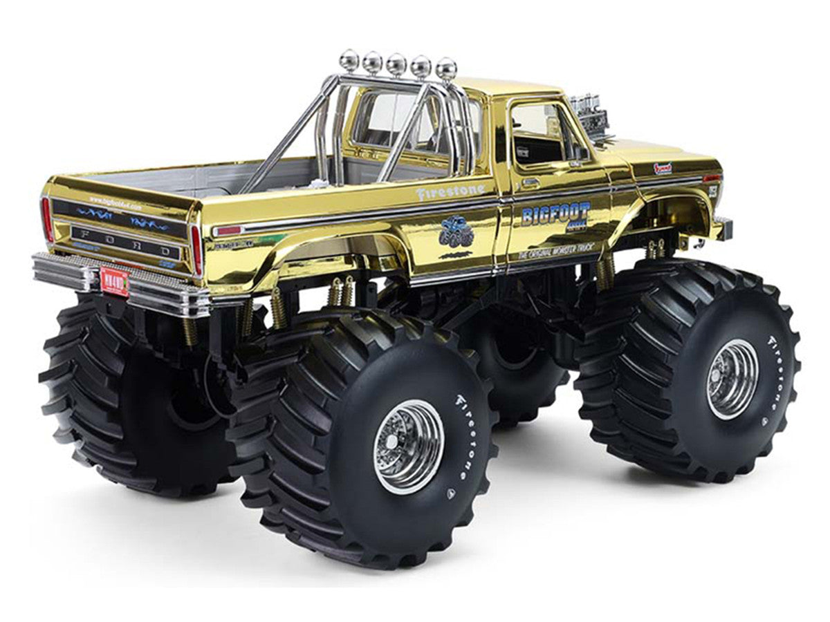 1979 Ford F-250 Monster Truck "Bigfoot #1 50th Anniversary" Gold Chrome with Bob Chandler Standing Figure "Kings of Crunch" Series 1/18 Diecast Model Car by Greenlight LuxuryLifeWay Online Store