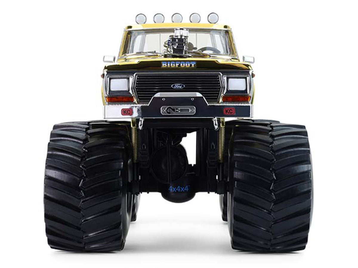 1979 Ford F-250 Monster Truck "Bigfoot #1 50th Anniversary" Gold Chrome with Bob Chandler Standing Figure "Kings of Crunch" Series 1/18 Diecast Model Car by Greenlight LuxuryLifeWay Online Store