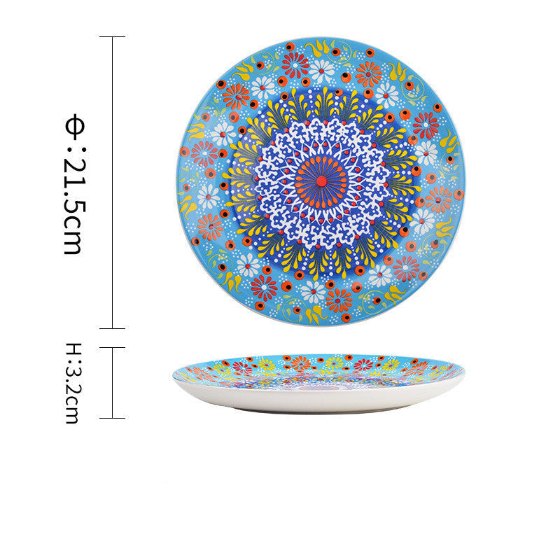 Underglaze Ceramic Tableware Bohemian Household Dishes LadyShow.Store