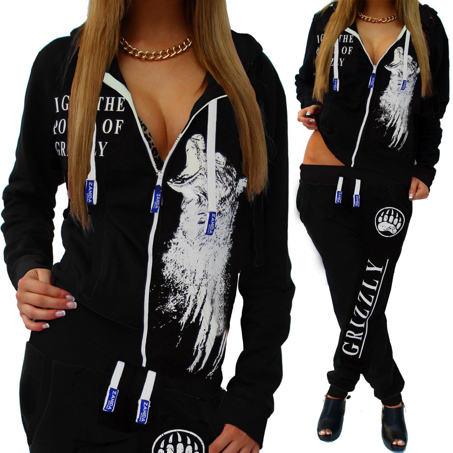 Slim-fit Printed Hooded Sweatshirt Set Sports Suit