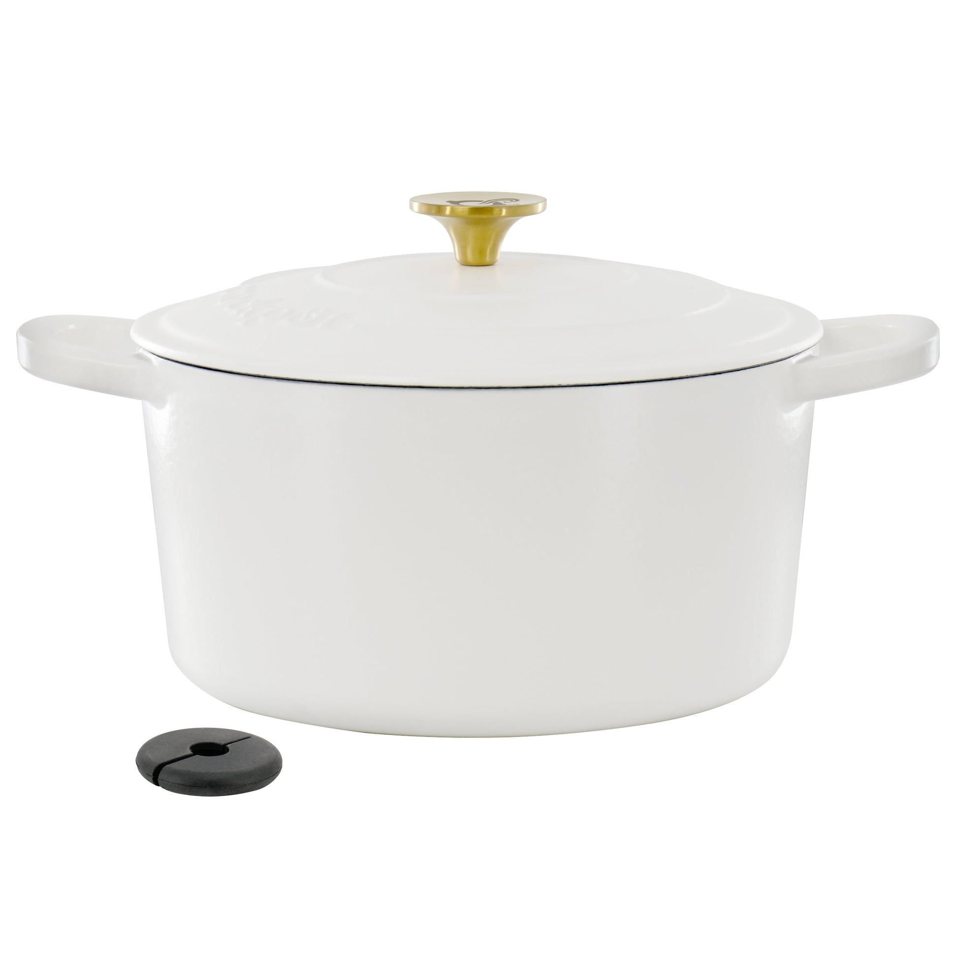 Crockpot Artisan 6 Quart Enameled Cast Iron Dutch Oven in Matte Linen with Gold Handle LuxuryLifeWay Online Store