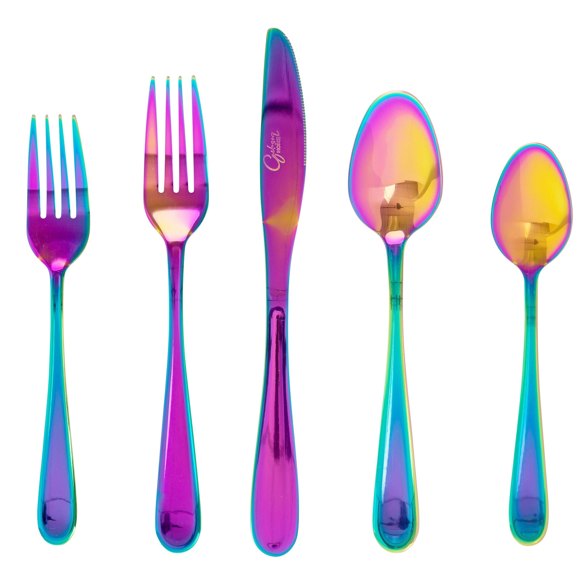 Gibson Home Stravidia 20 Piece Flatware set in Rainbow Stainless Steel LuxuryLifeWay Online Store
