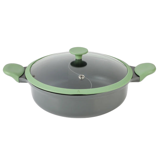 Kenmore Theodore 6.5 Quart Nonstick Cast Aluminum Divided Hot Pot Pan with Lid LuxuryLifeWay Online Store