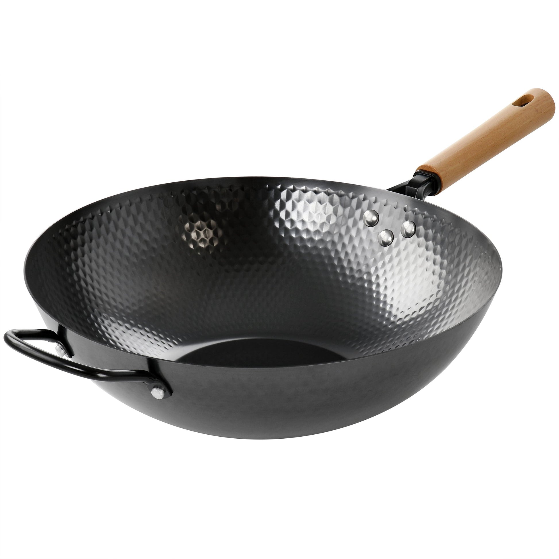 Oster Bressler 13.5in Nonstick Carbon Steel Wok with Wooden Handle LuxuryLifeWay Online Store