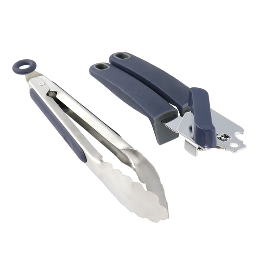 Oster Bluemarine 2 Piece Stainless Steel Can Opener and Tongs Set in Navy Blue LuxuryLifeWay Online Store