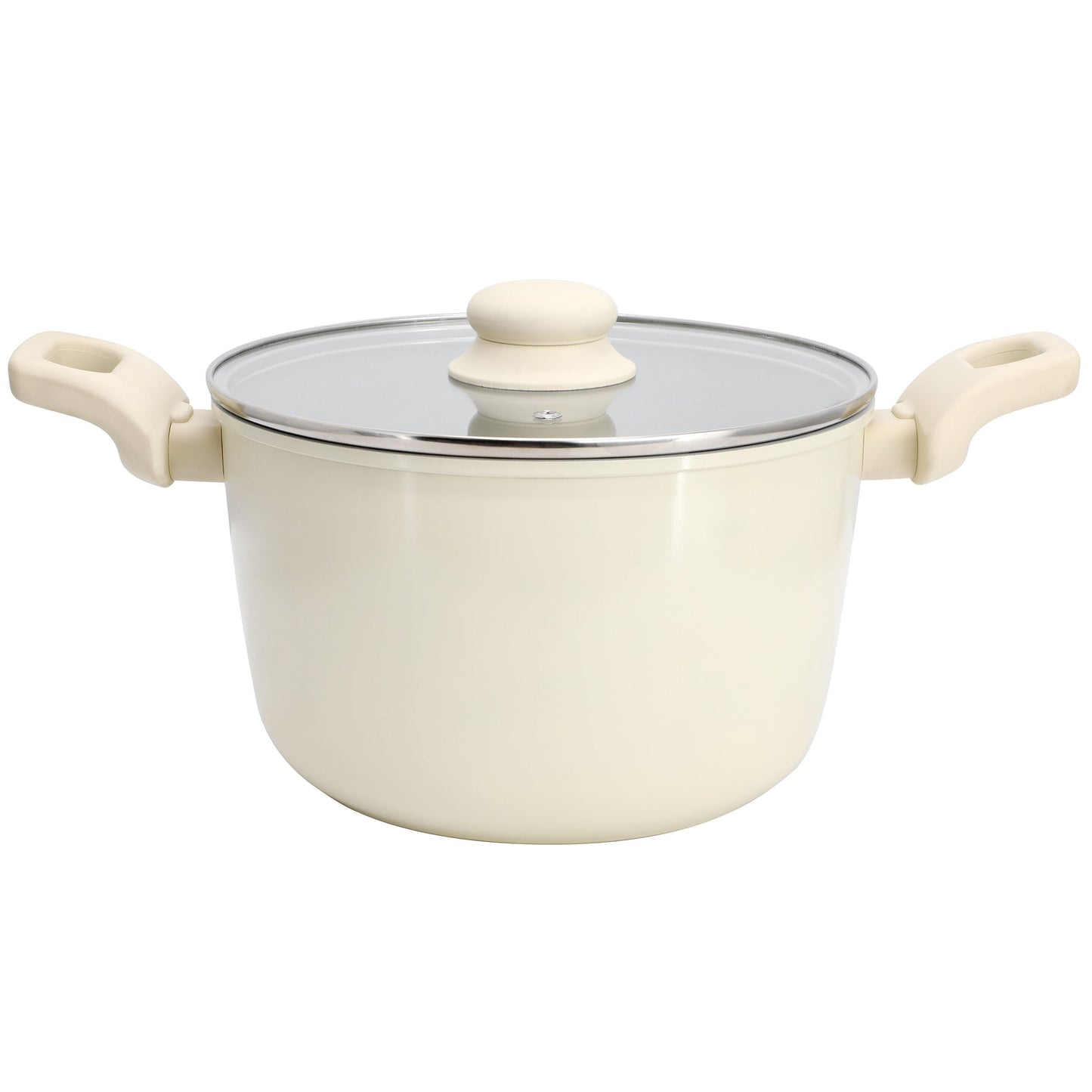 Gibson Home Barnsdall 5 Quart Ceramic Nonstick Aluminum Stock Pot with Lid in Cream LuxuryLifeWay Online Store