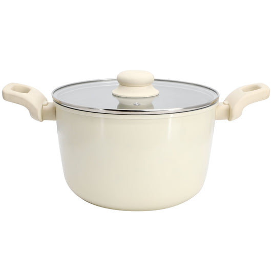 Gibson Home Barnsdall 5 Quart Ceramic Nonstick Aluminum Stock Pot with Lid in Cream LuxuryLifeWay Online Store