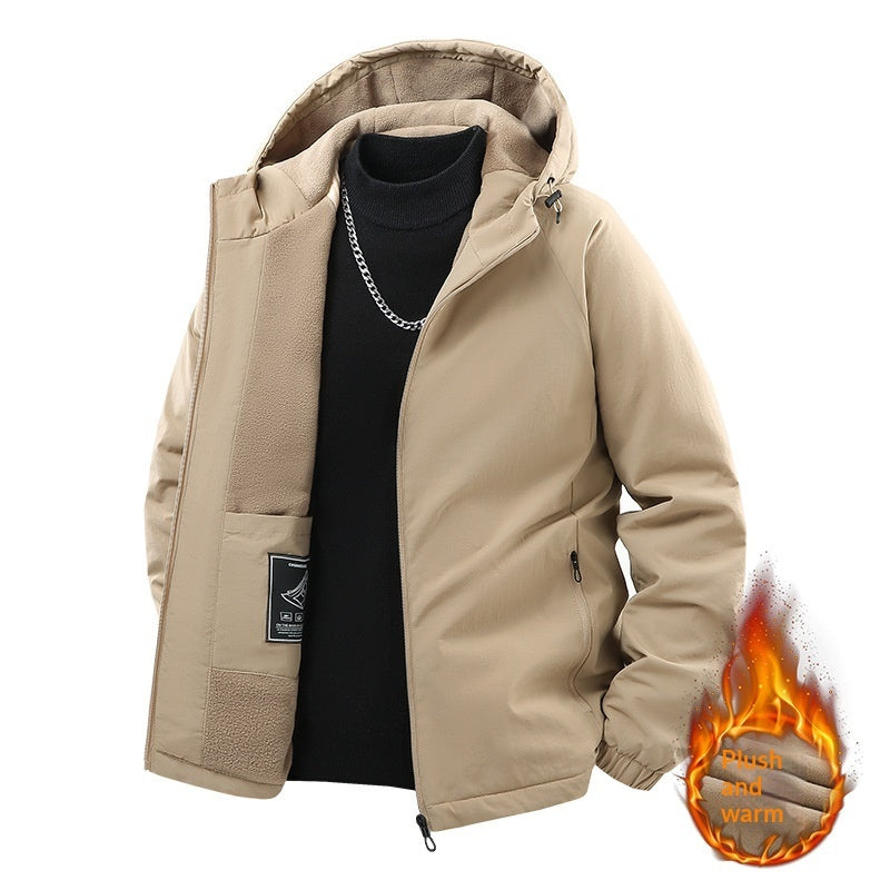 Men's Casual Fleece-lined Thick Hooded Jacket Best YouTube Store