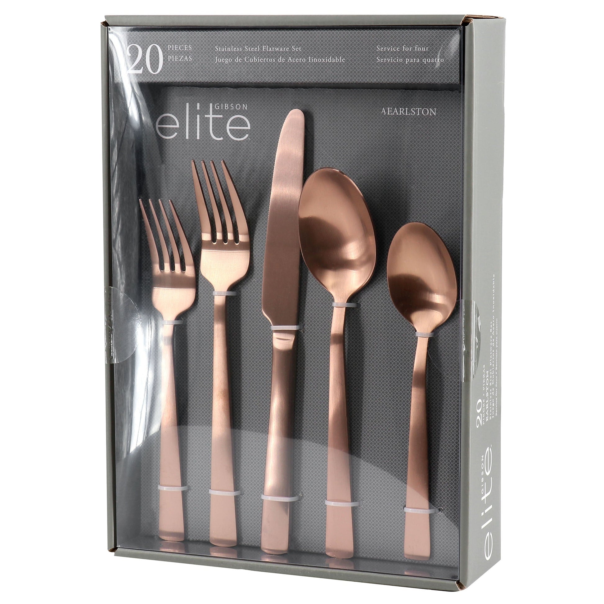 Gibson Elite Earlston 20 Piece Stainless Steel Flatware Set in Bronze LuxuryLifeWay Online Store