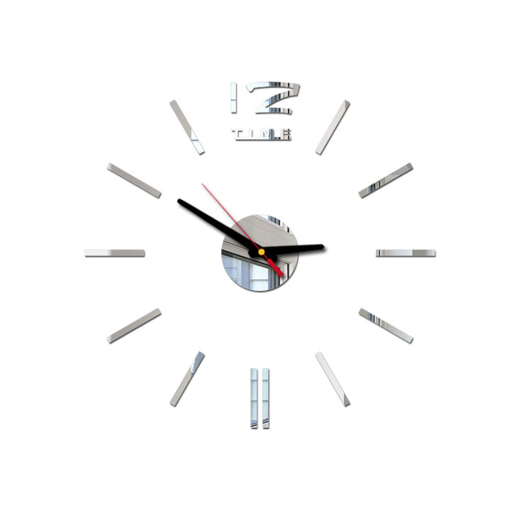 Creative acrylic mirror wall clock DIY stereo hanging PearlNestDecor.com