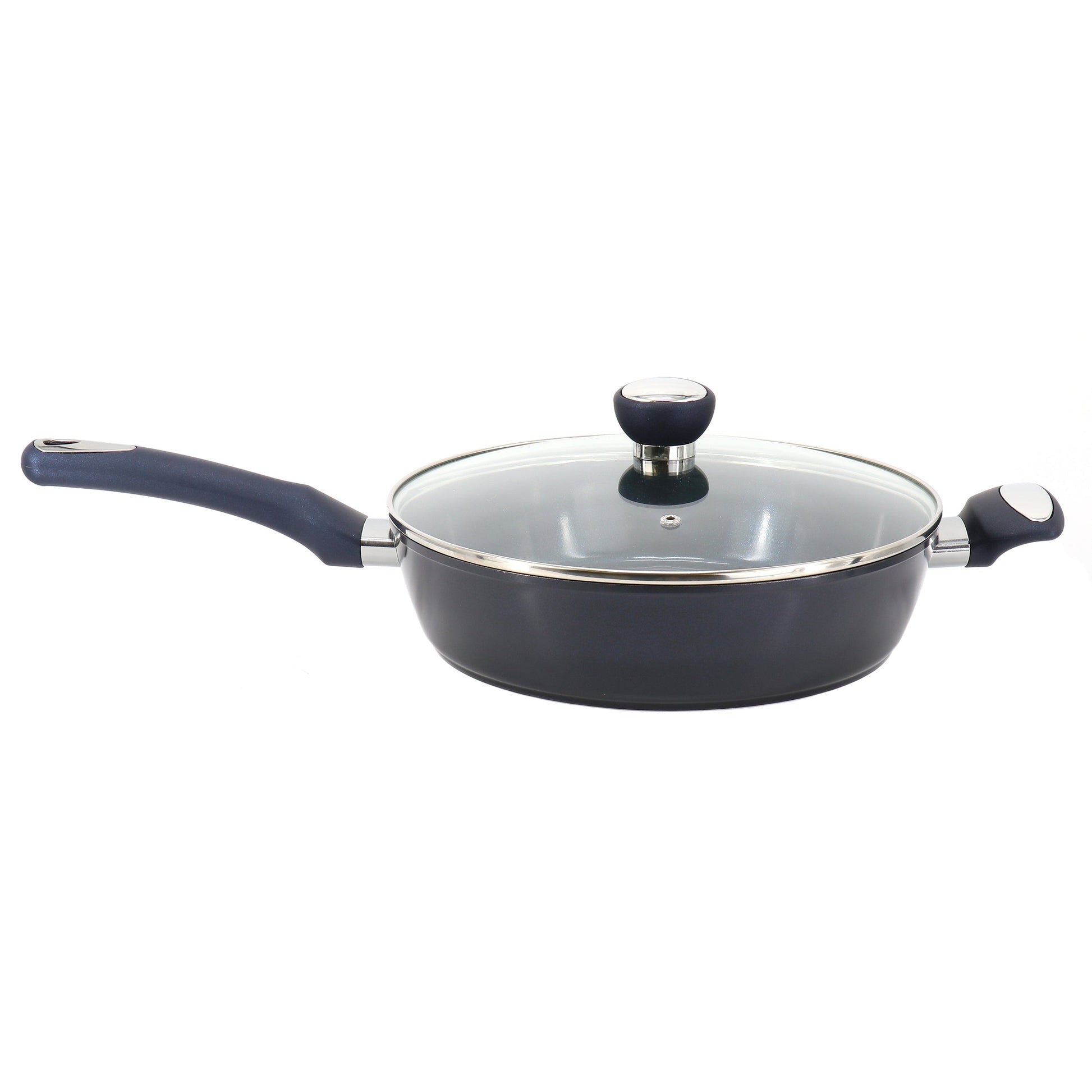 Oster Hawke 3.9 Quart Ceramic Nonstick Aluminum Saute Pan with Lid in Dark Blue LuxuryLifeWay Online Store