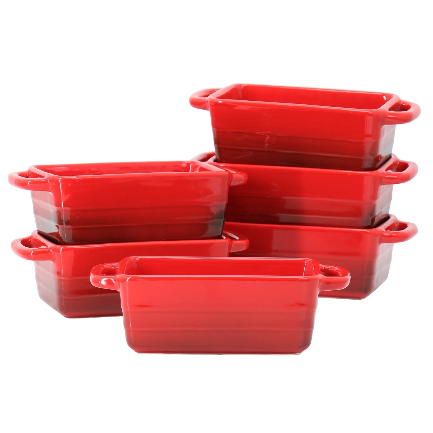 Crock Pot Appleton 6 Piece 12 Ounce Stoneware Mini Loaf Pan Baker Set in Gradient Red LuxuryLifeWay Online Store