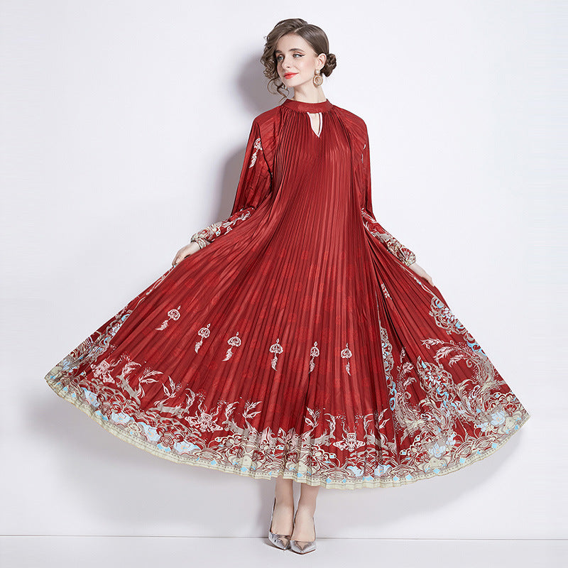 Pleated Tassel Belt Dress Women NorixaFashion.com