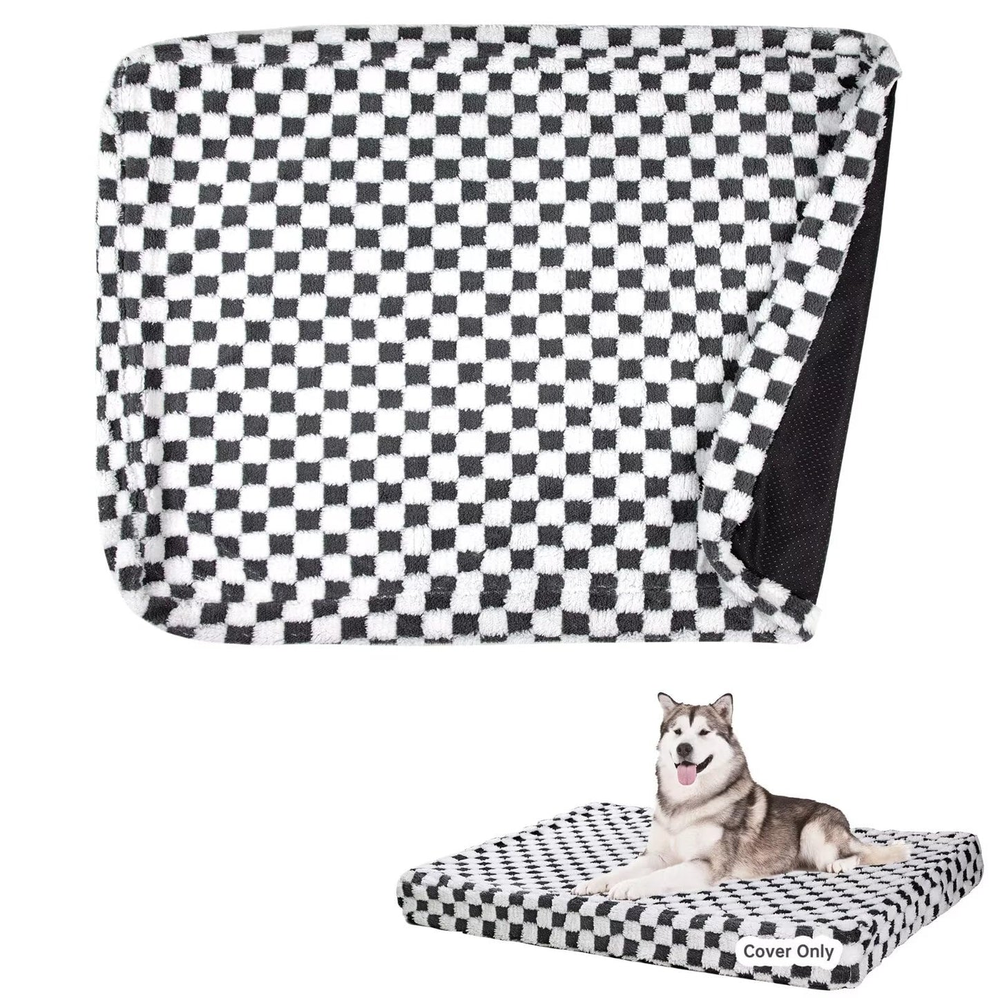 Paw Legend Large Dog Bed Covers with Zipper 44"x32"x4" Replacement Washable Removable Pet Bed Covers for Dog Soft Plush Dark Grey Cover Only Best YouTube Store