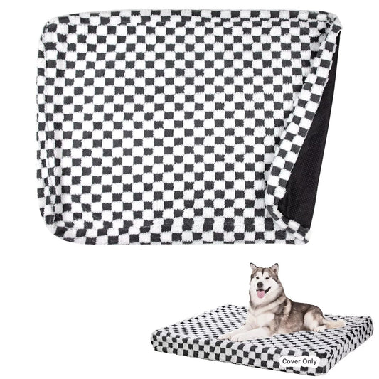 Paw Legend Large Dog Bed Covers with Zipper 44"x32"x4" Replacement Washable Removable Pet Bed Covers for Dog Soft Plush Dark Grey Cover Only Best YouTube Store