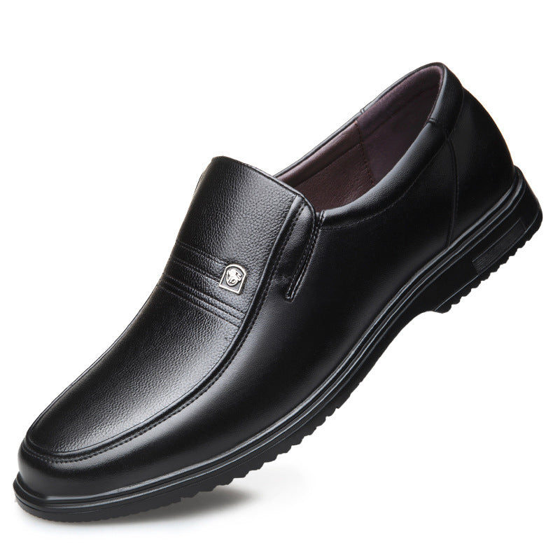 Men's Leather Genuine Flat Sole Round Toe Soft Sole Non-slip Casual Shoes For Middle-aged Best YouTube Store