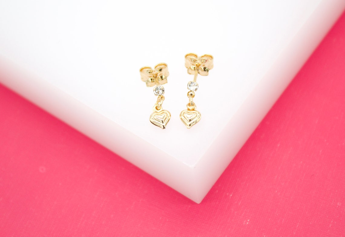 18K Gold Filled Dangle Large Heart Stud Earrings LuxuryLifeWay Online Store