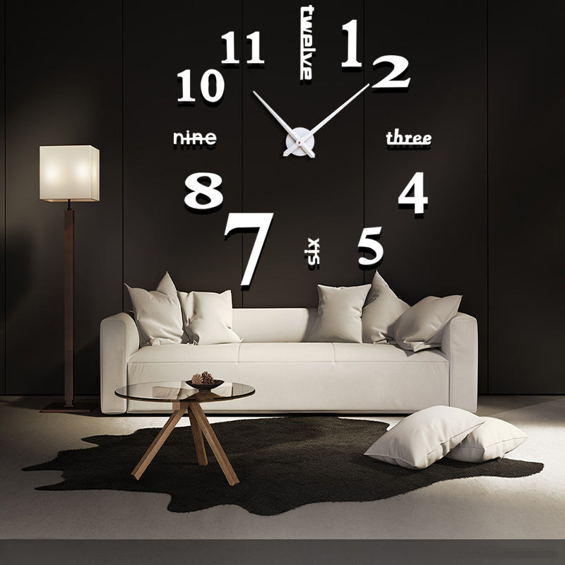 Creative acrylic mirror wall clock DIY stereo hanging PearlNestDecor.com