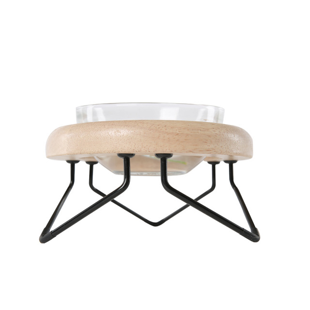 Solid Wood Cat Bowl Rack Pets Fashion