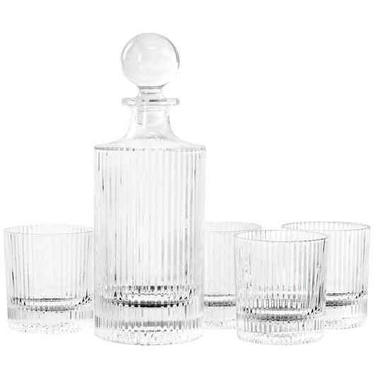 Gibson Home Acropolis 5 Piece Decanter and Double Old Fashioned Glasses Set LuxuryLifeWay Online Store