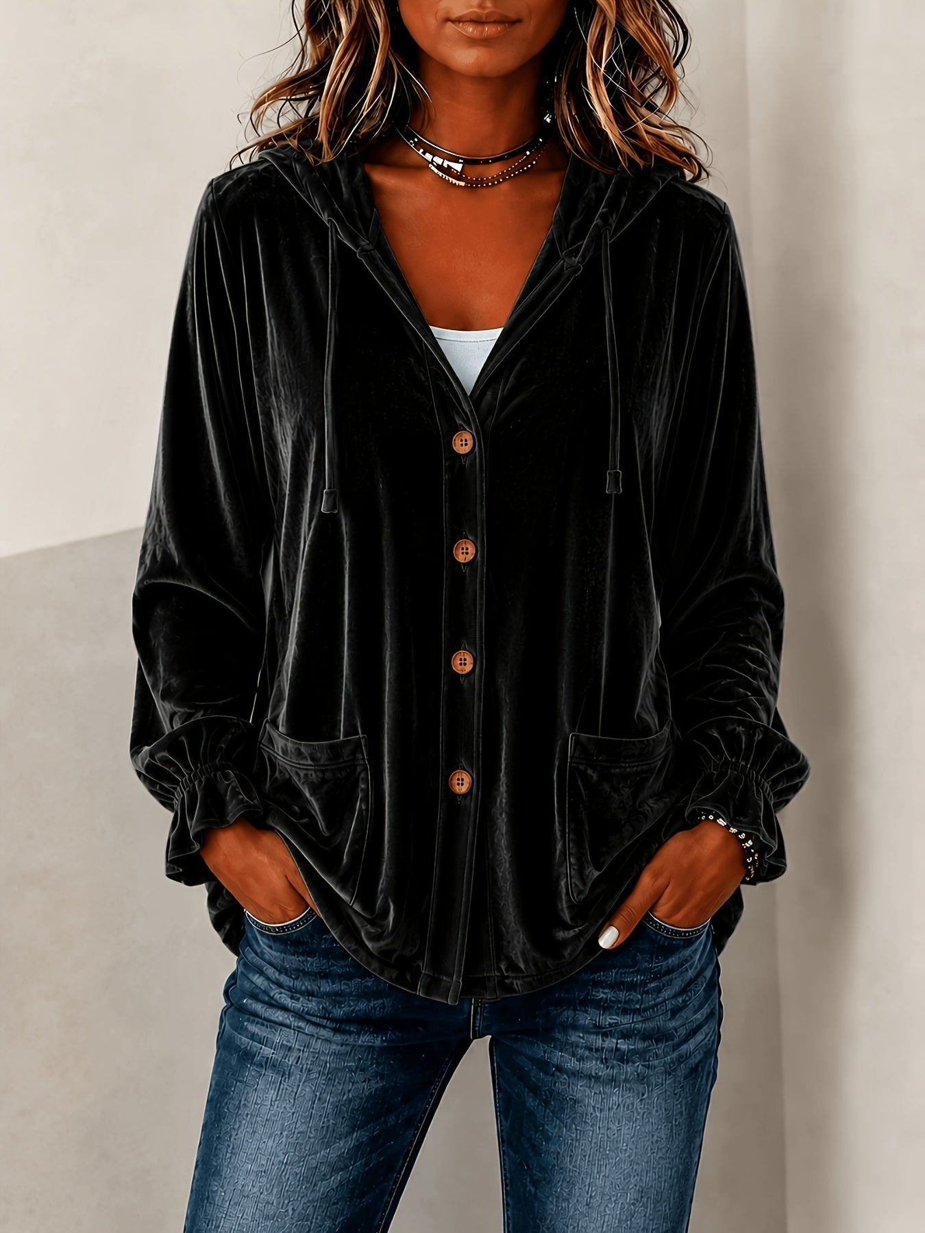 Solid-color Hooded European-style Button-up Coat NorixaFashion.com