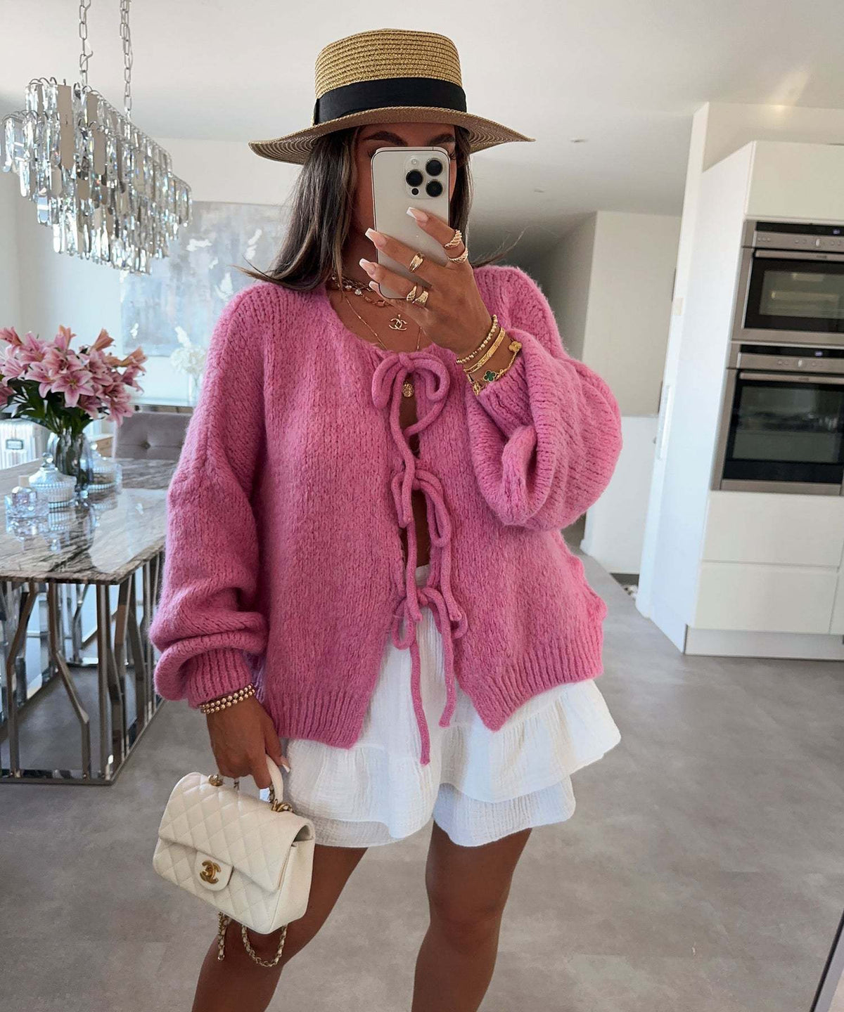 Casual Knitted Bow Lace Up Cardigan Women Solid O-neck Short Sleeve Hollow Out Sweater Female Autumn Lady Solid Streetwear NorixaFashion.com
