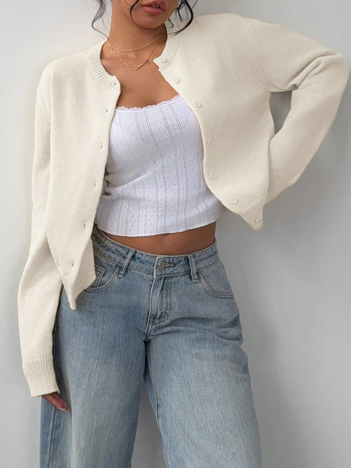 Chic Long Sleeved Knitted Cardigan Fashion Slim Solid Color Short Sweater For Women Clothing NorixaFashion.com