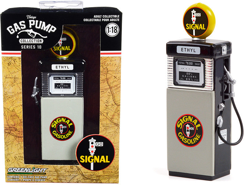 1951 Wayne 505 Gas Pump "Signal Gasoline" Black and Gray "Vintage Gas Pumps" Series 10 1/18 Diecast Model by Greenlight LuxuryLifeWay Online Store