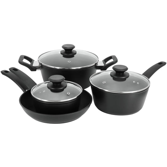 Oster Connelly 7 Piece Textured Nonstick Aluminum Cookware Set in Black LuxuryLifeWay Online Store