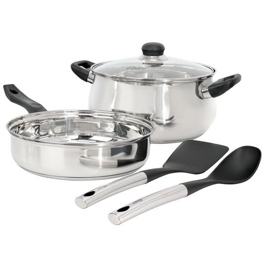 Oster Rametto 5 Piece Belly Shaped Stainless Steel Cookware Set in Silver LuxuryLifeWay Online Store