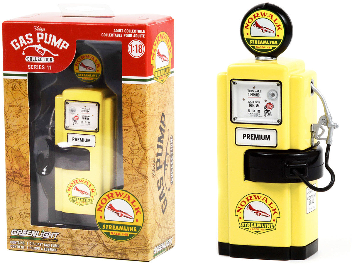 1948 Wayne 100-A Gas Pump "Norwalk Gasoline" Yellow and Black "Vintage Gas Pumps" Series 11 1/18 Diecast Model by Greenlight LuxuryLifeWay Online Store