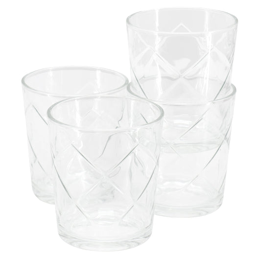 Gibson Home Lattice 4 Piece 13.5 Ounce Double Old-Fashioned Glass Set LuxuryLifeWay Online Store