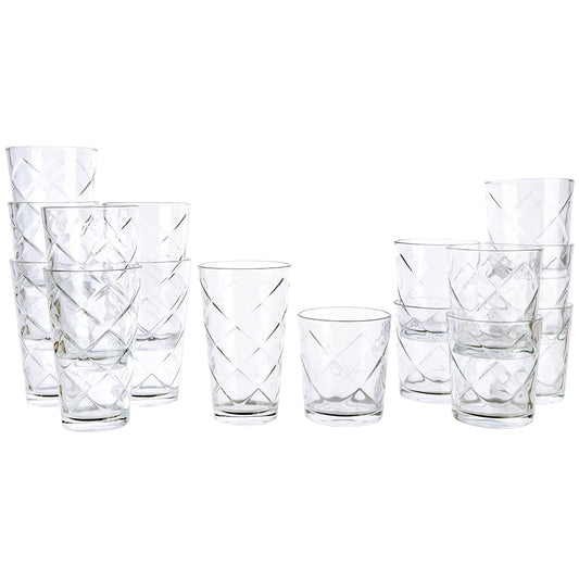 Gibson Home 16 Piece Lattice Glassware Drinkware Set LuxuryLifeWay Online Store