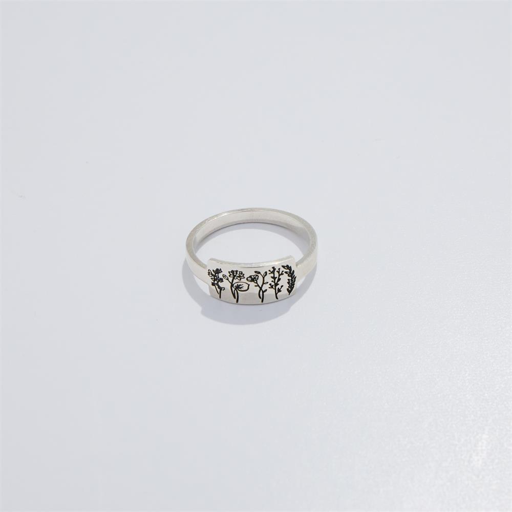 S925 Birth Flower Plant Nature Ring for Flower Lover as Gifts for Women LadyShow.Store