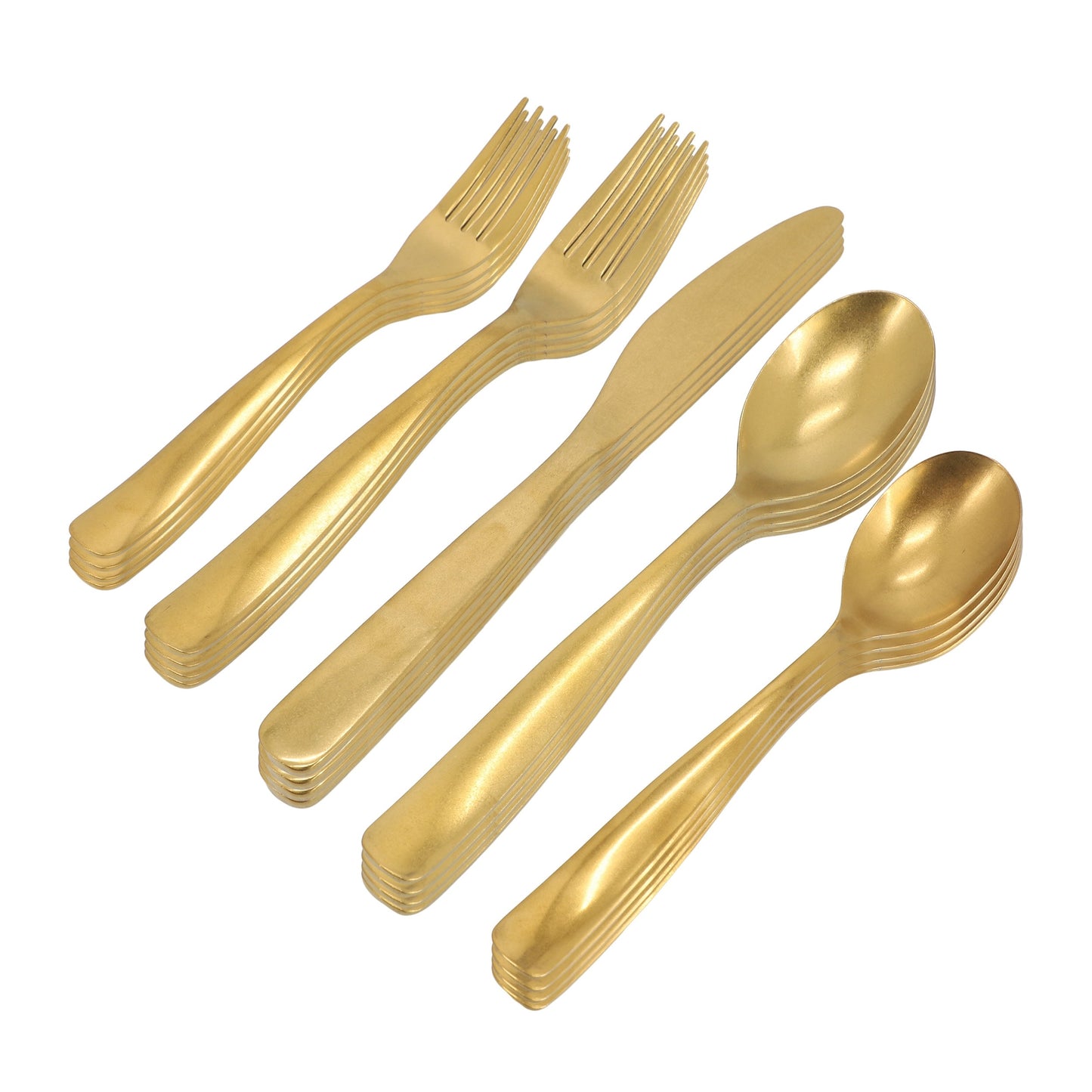 Gibson Home Hulton 20 Piece Stainless Steel Flatware Set in Matte Gold LuxuryLifeWay Online Store