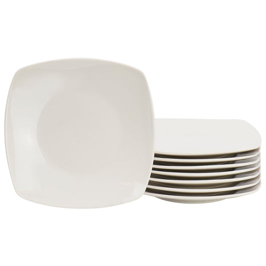 Gibson Home Zen Buffetware 8 Piece 7in Stoneware Dessert Plate Set in White LuxuryLifeWay Online Store