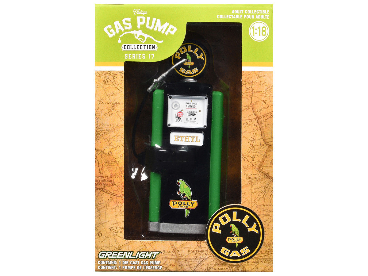 1948 Wayne 100-A Gas Pump "Polly Gas" Black and Green "Vintage Gas Pumps" Series 17 1/18 Diecast Replica by Greenlight LuxuryLifeWay Online Store