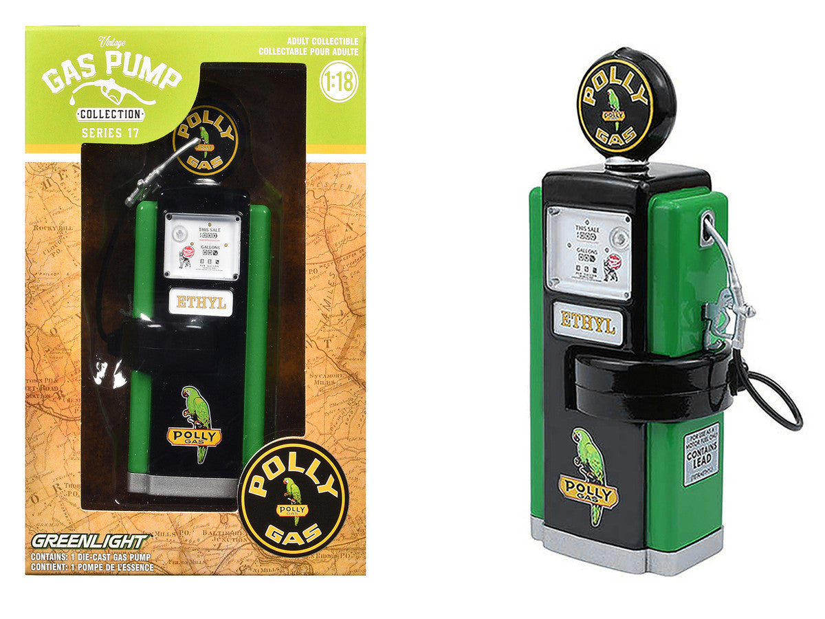 1948 Wayne 100-A Gas Pump "Polly Gas" Black and Green "Vintage Gas Pumps" Series 17 1/18 Diecast Replica by Greenlight LuxuryLifeWay Online Store